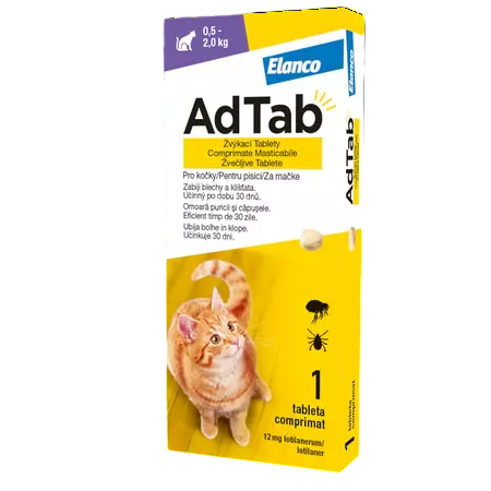 Antiparazitar extern pisici AdTab, 1 comprimat