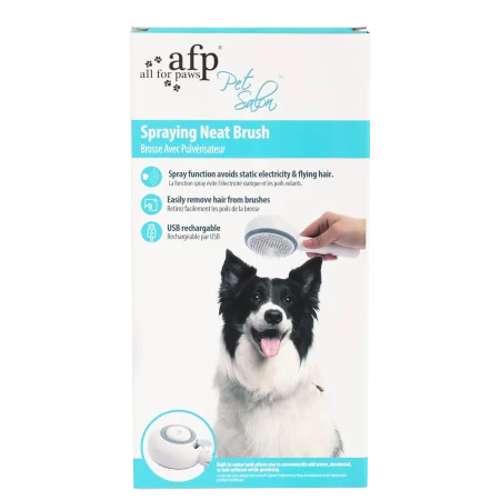 All for Paws Pet Salon Perie cu spray pentru câini: 19.5x8.4x5 cm, alimentare USB
