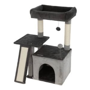 Ansamblu de joaca pentru pisici - Rosalie, gri antracit - 42 x 34 x 76 cm