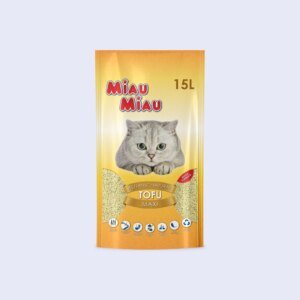 Asternut Natural Din Tofu Pentru Pisici Miau Miau Vanilie, 15 L