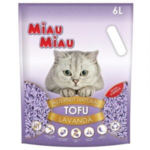 Asternut Natural Din Tofu Pentru Pisici Miau Miau cu lavanda 6 L