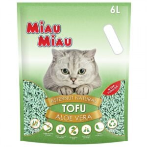 Asternut Natural Din Tofu Pentru Pisici Miau Miau cu Aloe Vera 6 L