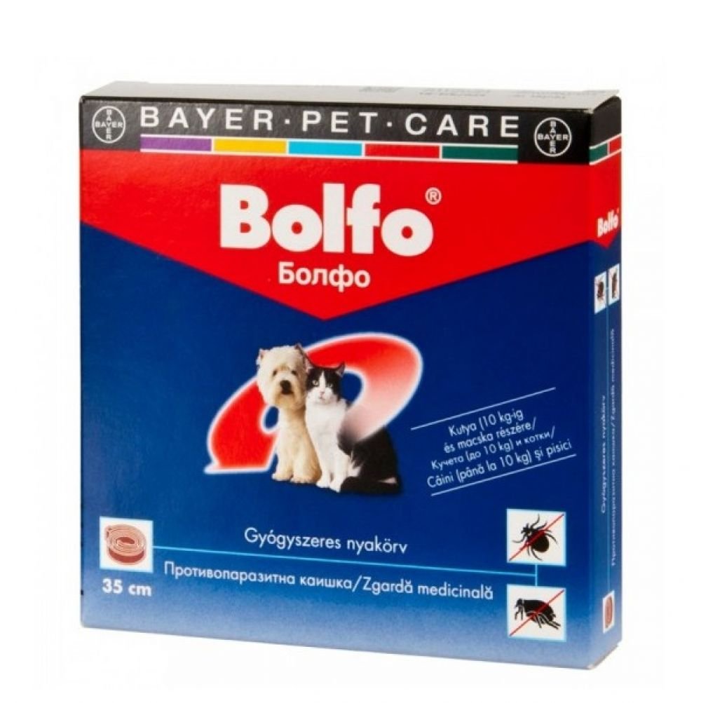 Zgarda antiparazitara Bolfo pentru pisici si caini de talie mica, 38 cm: 4 luni protectie purici, 10 saptamani protectie capuse, pana in 10 kg