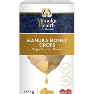 Bomboane dropsuri cu miere de Manuka MGO 400+ si Vitamina C (65g) (ghimbir si lamaie)