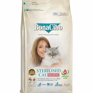 BonaCibo Adult Cat Sterilised Urinary Care cu Somon, 15 kg