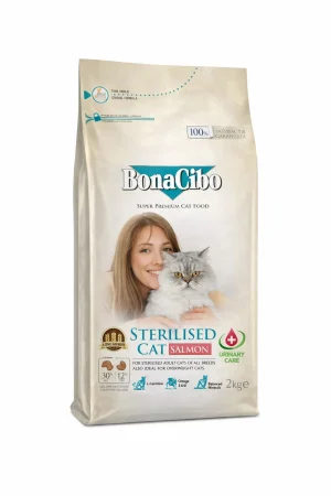 BonaCibo Adult Cat Sterilised Urinary Care cu Somon, 5 kg