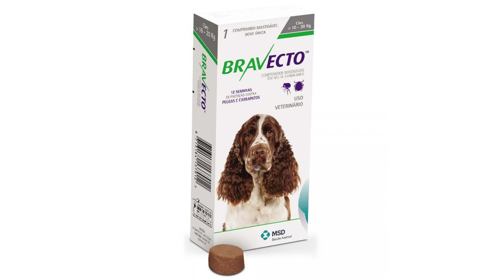Antiparazitar extern pentru caini intre 10-20 kg Bravecto, 1 tableta (500 mg)