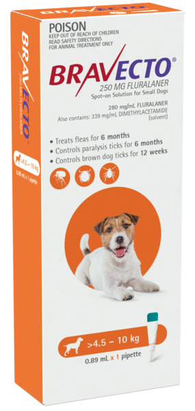 Antiparazitar extern pentru caini intre 4.5-10 kg Bravecto, 1 pipeta