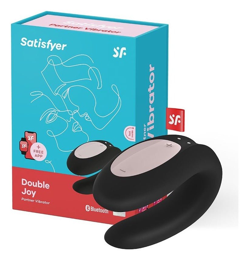 Vibrator pentru cuplu U-shape Satisfyer Double Joy cu 10 moduri de vibratii, 2 motoare si aplicatie smart, incarcare USB, negru