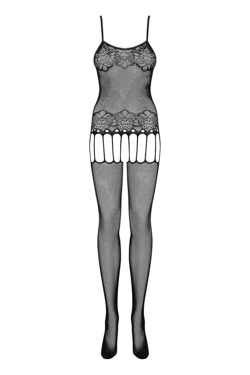 Bodystocking Obsessive F235 - catsuit provocator din plasă cu decupaje și model sexy S-L (one size), negru - imagine 4