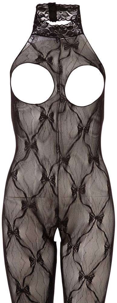 Bodystocking Open Bust – catsuit sexy din plasă cu decupaje provocatoare S-L (one size), negru - imagine 2