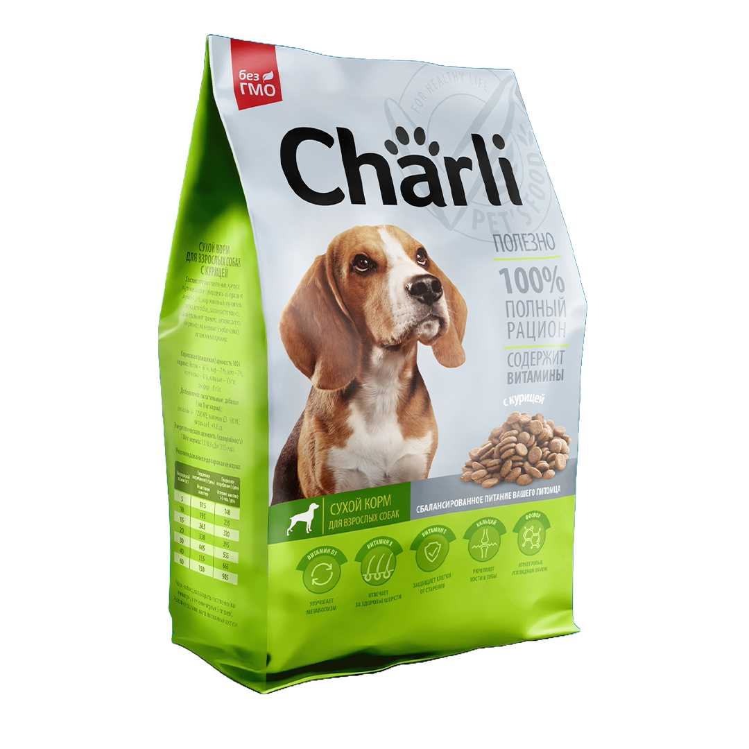 Hrana uscata pentru caini adulti CHARLI, carne mix, 2.5KG