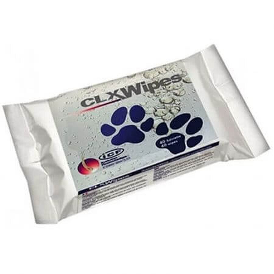 Servetele antibacteriene CLX, cu clorhexidina, pentru caini si pisici, 40 buc