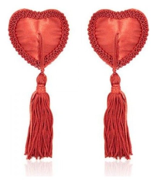 Accesorii pentru sani Heart Nipples Tassels din satin, autoadezive