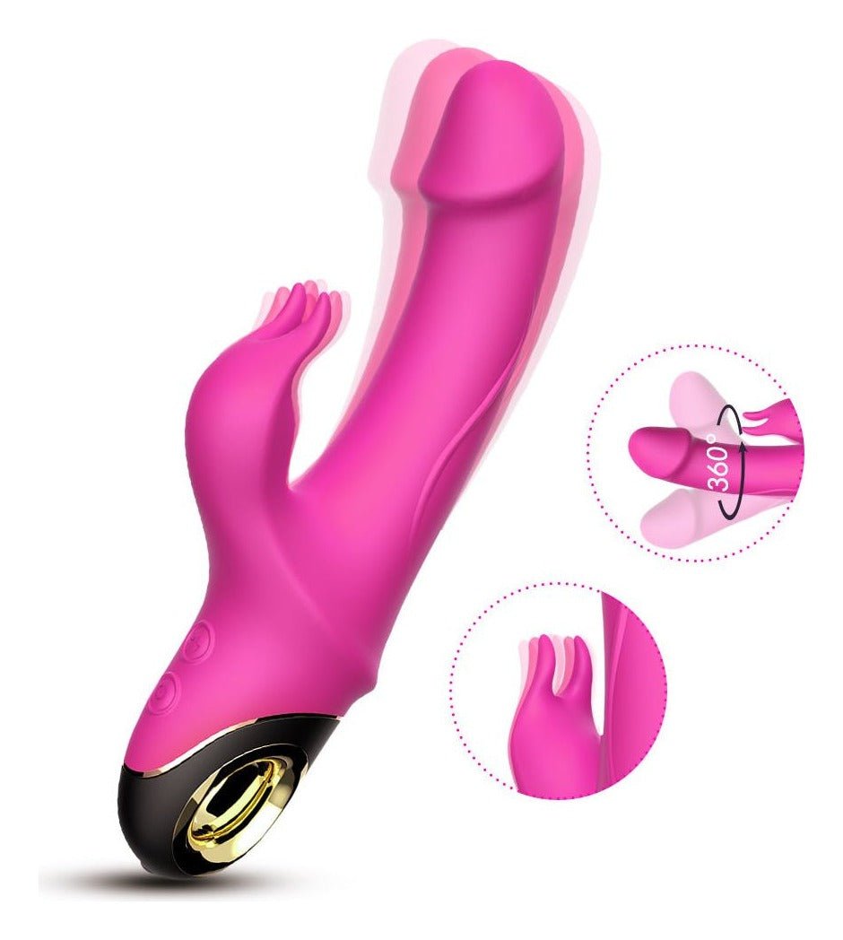 Vibrator Rabbit G-spot Meteor cu 9 moduri de vibratii si incarcare magnetica, flexibil, silentios, silicon premium, roz - imagine 5