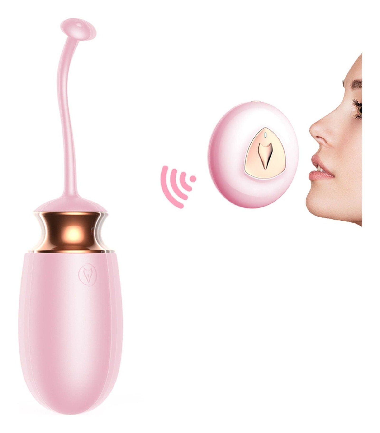 Ou vibrator Jaiko Love Egg functie de incalzire, control vocal, telecomanda wireless si incarcare USB, silicon medicinal, roz - imagine 3