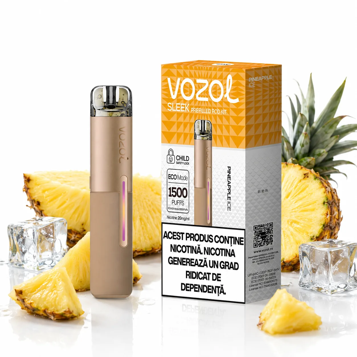 Kit VOZOL Sleek Pineapple Ice 20mg 600mAh 2% 2ml - imagine 2
