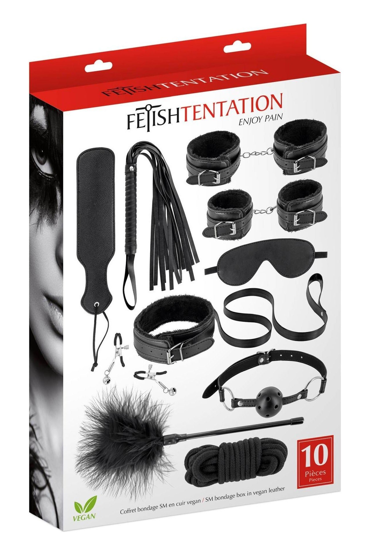 Coffret Bondage SM 10 Pieces – Set complet BDSM 10 piese, negru