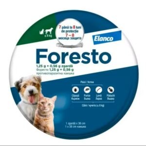 Set 2 zgarzi antiparazitare Foresto S (38 cm), pentru caini cu greutate sub 8 kg