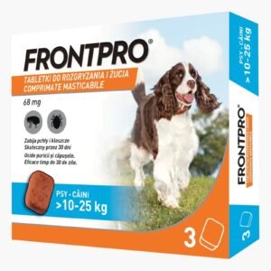 Antiparazitar caini impotriva puricilor si a capuselor, sub forma de comprimat, FrontPro L 68 mg, pentru caini intre 10-25 kg, 1 comprimat