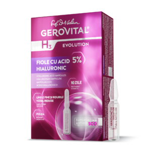 Fiole Cu 5% Acid Hialuronic  Hidratare Profundă, Riduri Estompate și Elasticitate Crescută, Gerovital H3 Evolution, 10 Fiole X 2 Ml