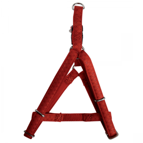 Ham ajustabil, rosu, din piele, cu inel metalic, circumferinta 40-57 cm x latime 15 mm