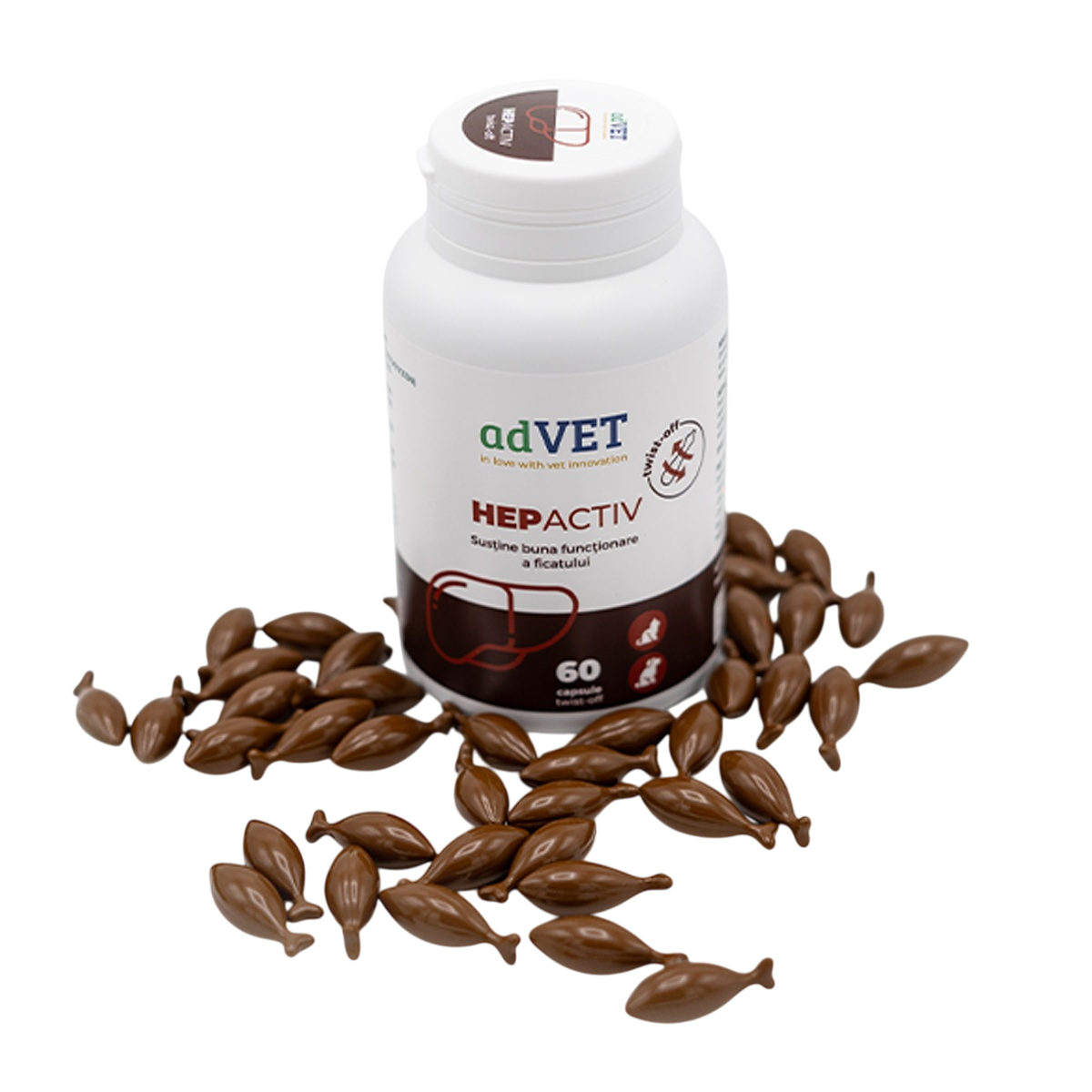 Supliment hepatic pentru caini si pisici HepActiv, 60 capsule