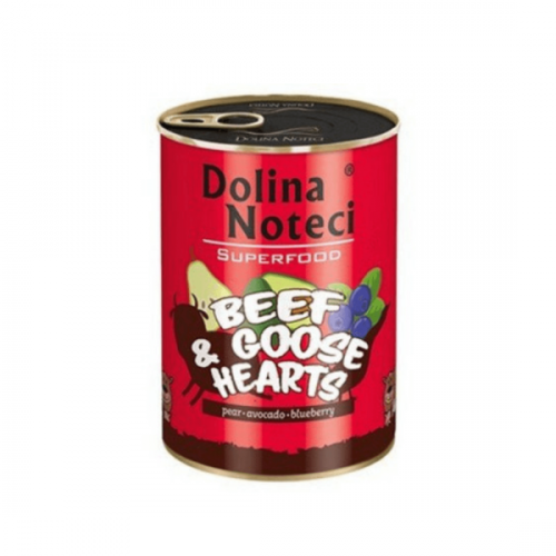 Hrana umeda pentru caini Dolina Noteci Superfood Vita/Inimi gasca 400 gr