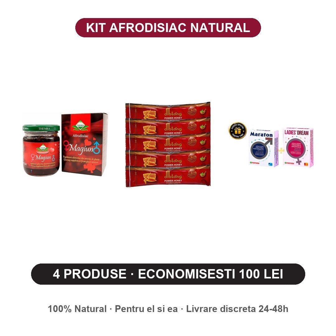 Kit Afrodisiac Natural pentru Potență – Magiun + Miere Power Honey + Maraton Forte + Ladies Dream