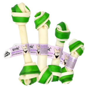 Recompense pentru caini Mr. Bandit Knotted Bone, os innodat verde de 10 cm