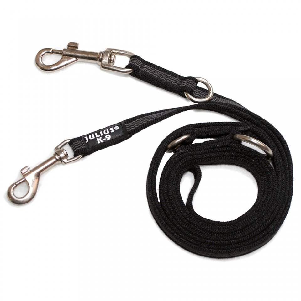 Lesa antiderapanta cu maner, neagra, dublu ajustabila, 20 mm x 2.2 m, pentru caini cu greutate de pana la 50 kg