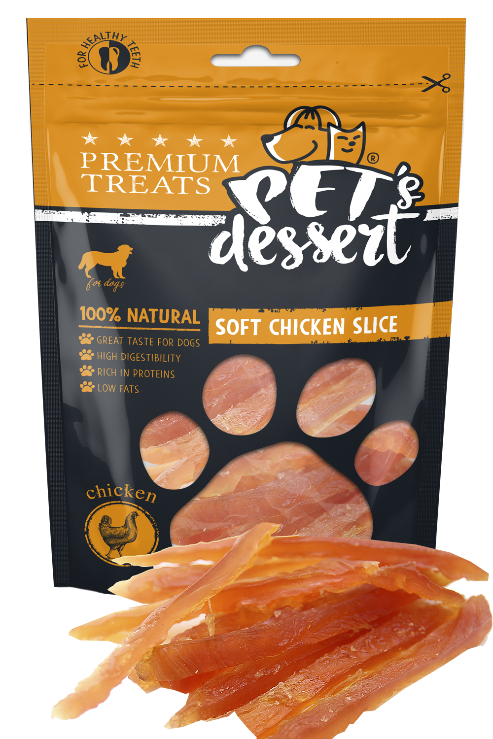 Recompnese pentru caini, Pet s Dessert Dog Soft Chicken Slice 80g LSC-02