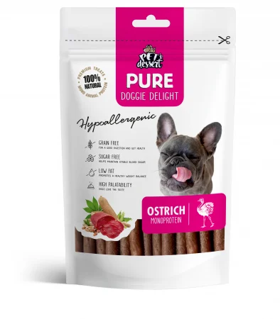 Recompnese pentru caini, Pet s Dessert Ostrich Monoprotein Hypoallergenic 0.80 Gr