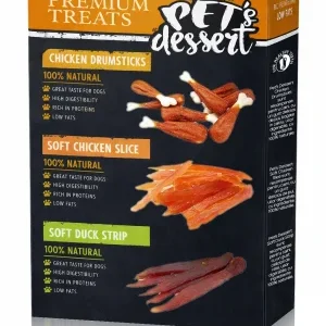 Recompnese pentru caini, Pet s Dessert Premium Treats Mix cu Pui si Rata pentru Caini 3x80 Gr