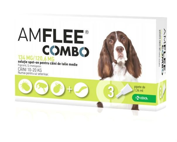 Pipeta antiparazitara pentru caini Amflee Combo M (10-20 kg), 1 pipeta