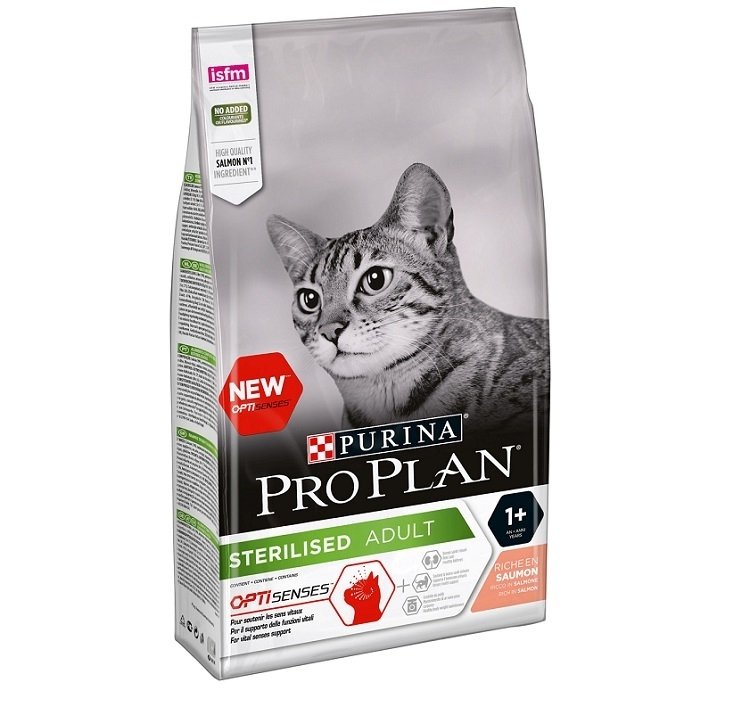 Purina Pro Plan Sterilised OptiSenses, somon, hrana uscata pentru pisici adulte sterilizate, 1.5 kg