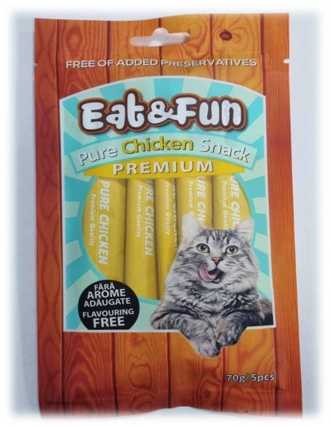 Eat&Fun Recompense Pisica Sos Pure Chicken 70 G / 5 Buc