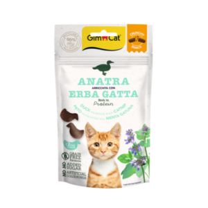 Recompense pentru pisici Gimcat Crunchy rata si catnip 50 g