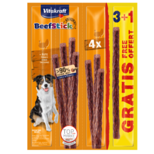 Recompense pentru caini Vitakraft Beef Stick Curcan 48g 3+1 PROMO