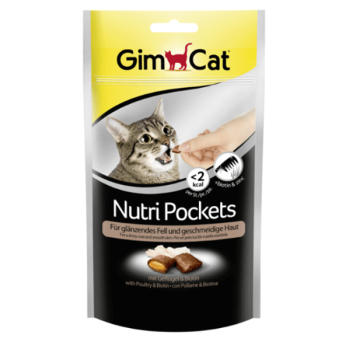 Recompense pentru pisici GimPet Nutri Pockets cu pui si biotina 60 g