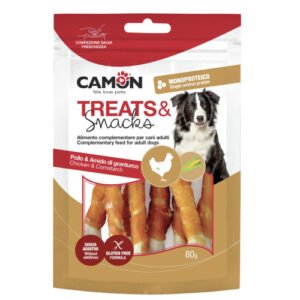 Recompense pentru caini Camon Oase cu fasii de carne de Pui 80 gr