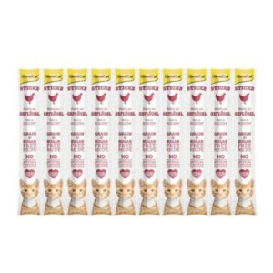Recompense pentru pisici Gimcat Sticks cu pasare, set de 10 bucati