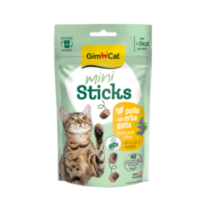 Recompense Gimcat Mini Sticks cu pui si iarba pisicii 50 g