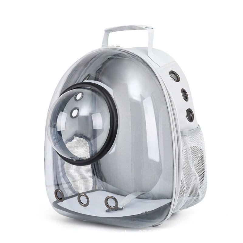 Rucsac pentru transport pisici, cu hublou, gri, 41 x 32 x 25 cm