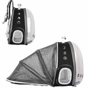 Rucsac Pentru Transport Pisici, Negru, Transparent, Extensibil