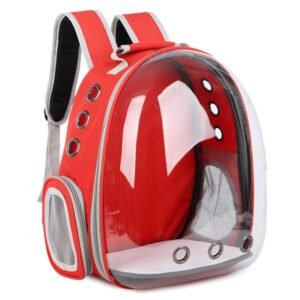 Rucsac Pentru Transport Pisici, Rosu, Transparent, 31x42x28 cm