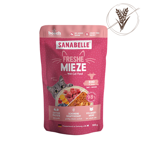 Hrana umeda pentru pisici Sanabelle plic Vita si Pui 100 gr