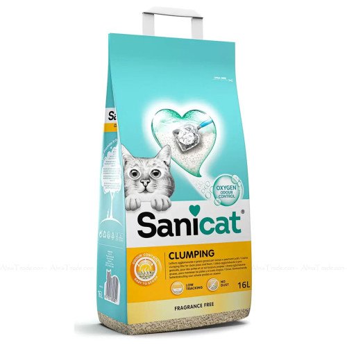 Sanicat Clumping Nisip pentru pisici, fără aromă, 16 L/14 kg