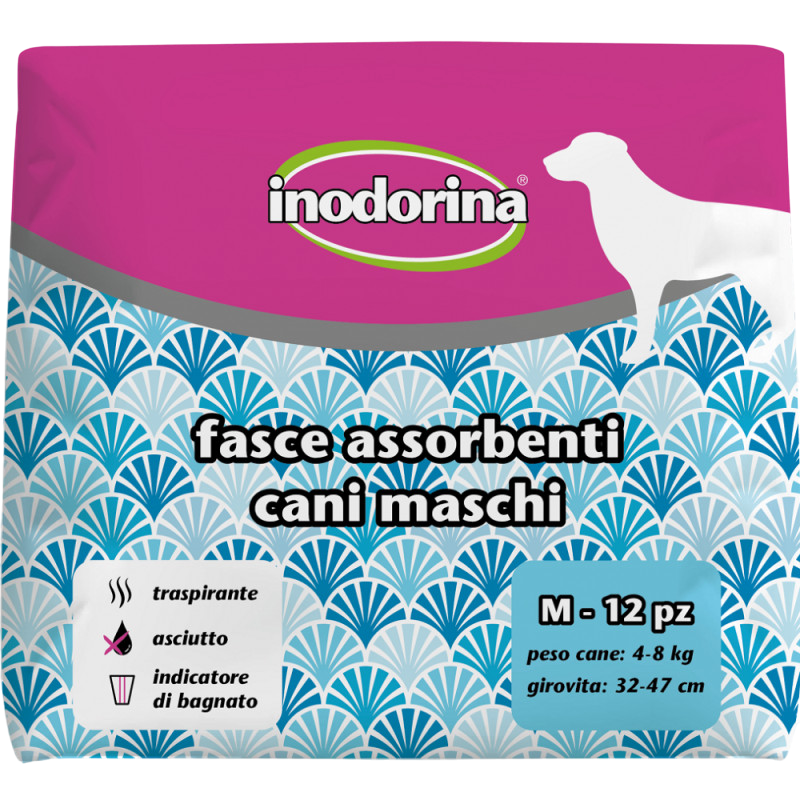 Scutece pentru caini masculi Inodorina M, greutate caine 4–8 kg, 12 bucati