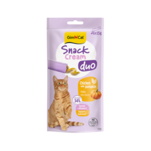 Recompensa cremoasa pentru pisici Gimcat Snack Duo Cream pui si dovleac pachet 6x15 g